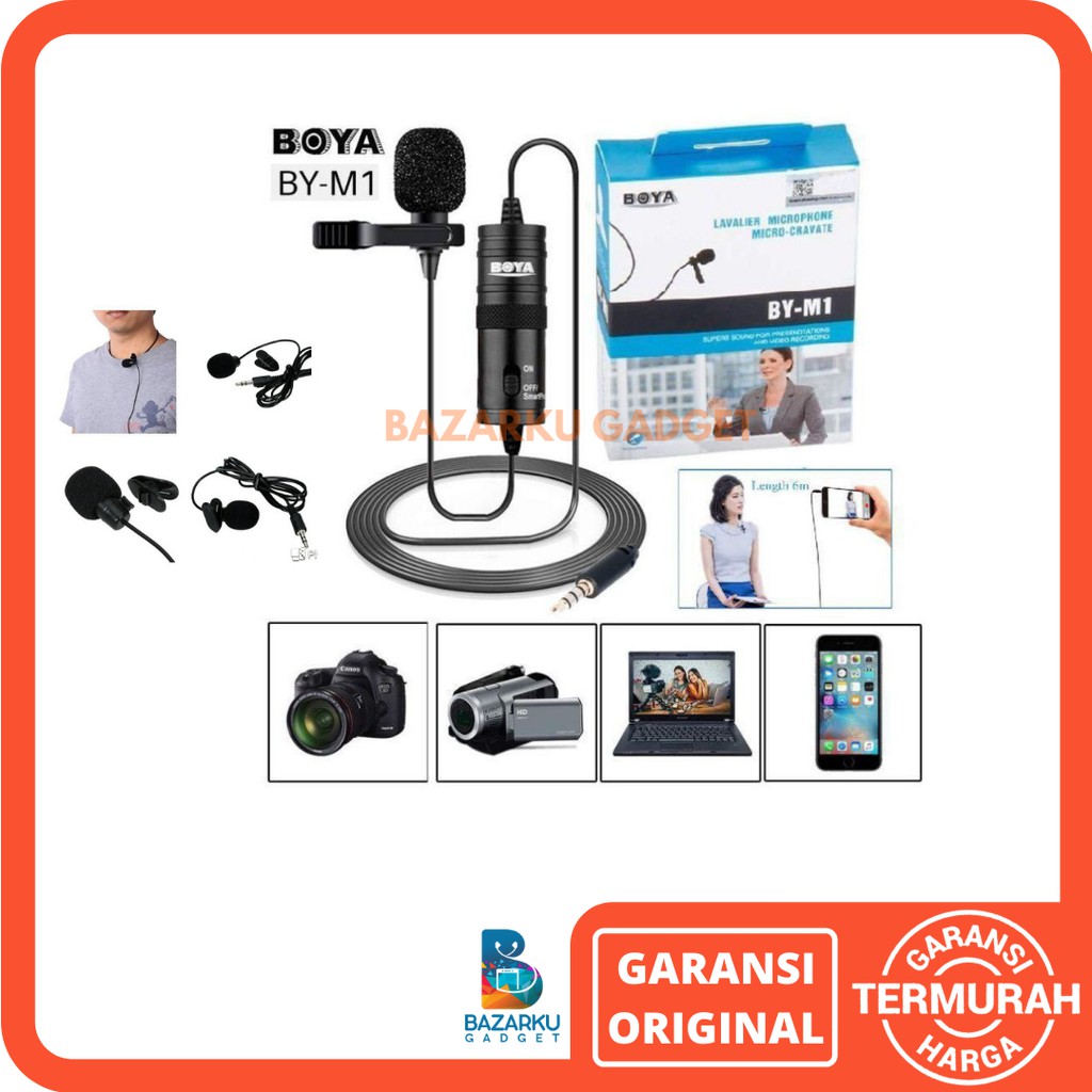 Clip On Mic Boya BYM1 Lavalier Microphone for Smartphone DSLR Camera