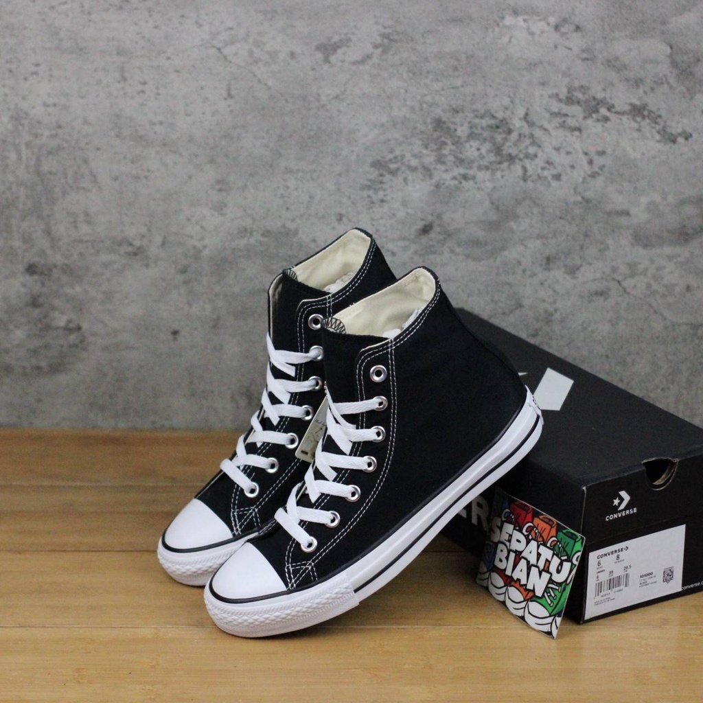 Jual Sepatu Converse Chuck Taylor All Star Classic Hi Black White Bnib Top Sneakers | Shopee Indonesia