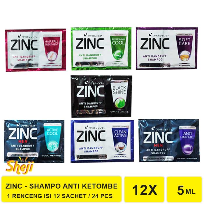 Jual SHAMPO ZINC SACHET 1 RENCENG ISI 12 SACHET / SHAMPO ANTI KETOMBE