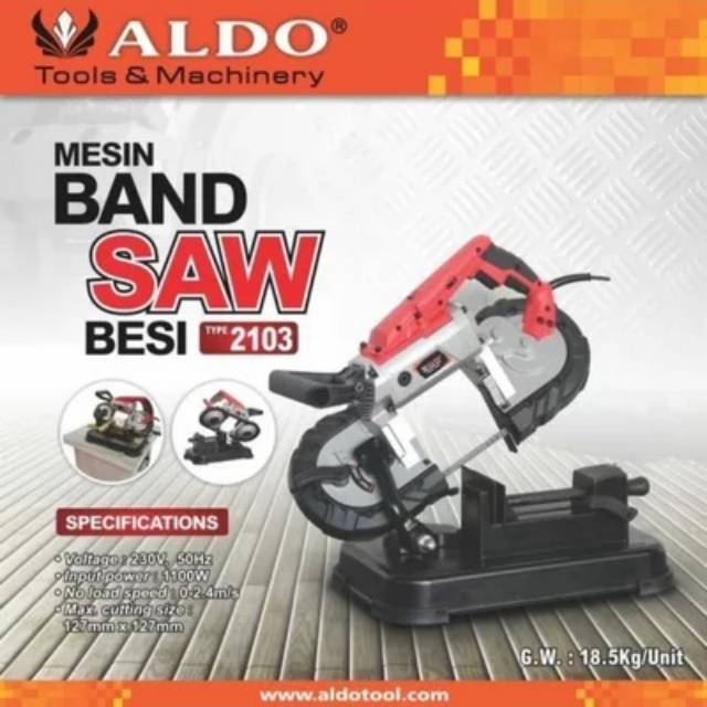 Mesin Bandsaw Besi ALDO 2103 Gergaji Band Saw Portable Duduk Meja Gergaji Bandsaw Potong