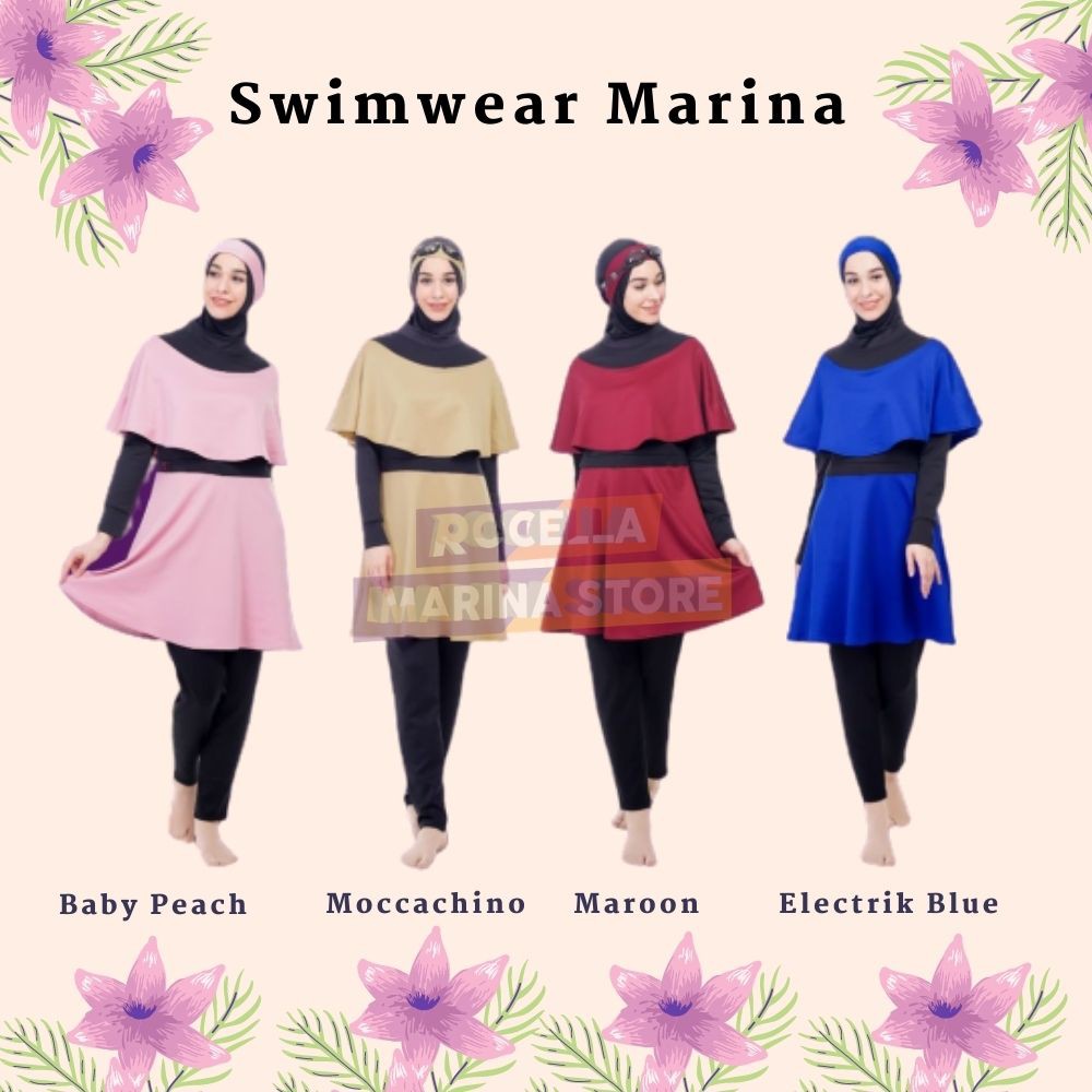 ROCELLA SWIMWEAR MARINA, BAJU RENANG BAHAN SCUBA PREMIUM, BAHAN PREMIUM