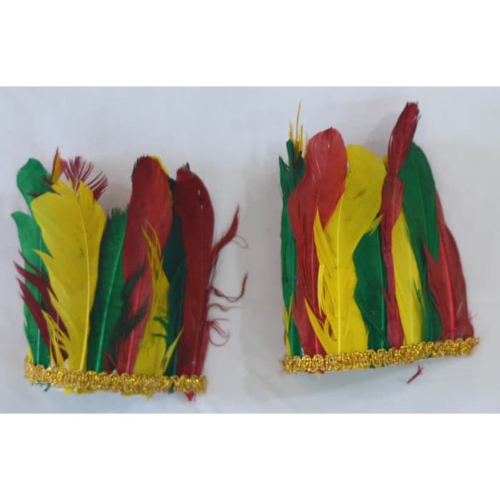 hiasan bulu kepala kaki tangan aksesoris adat papua dayak kostum tari |  Shopee Indonesia