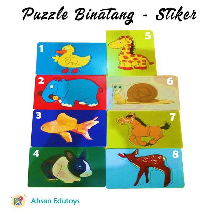 Jual Mainan Edukasi Anak Usia 2 Tahun 3 Tahun Mainan Puzzle Kayu Puzzle Kecil Binatang - Stiker | Shopee Indonesia