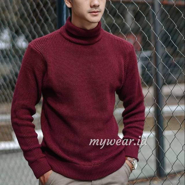 CORD TURTLENECK PRIA sweater pria sweater rajut pria