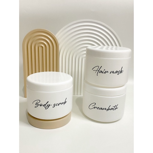 Jual Tempat lulur 500ml STICKER HITAM . body scrub Hair mask creambat