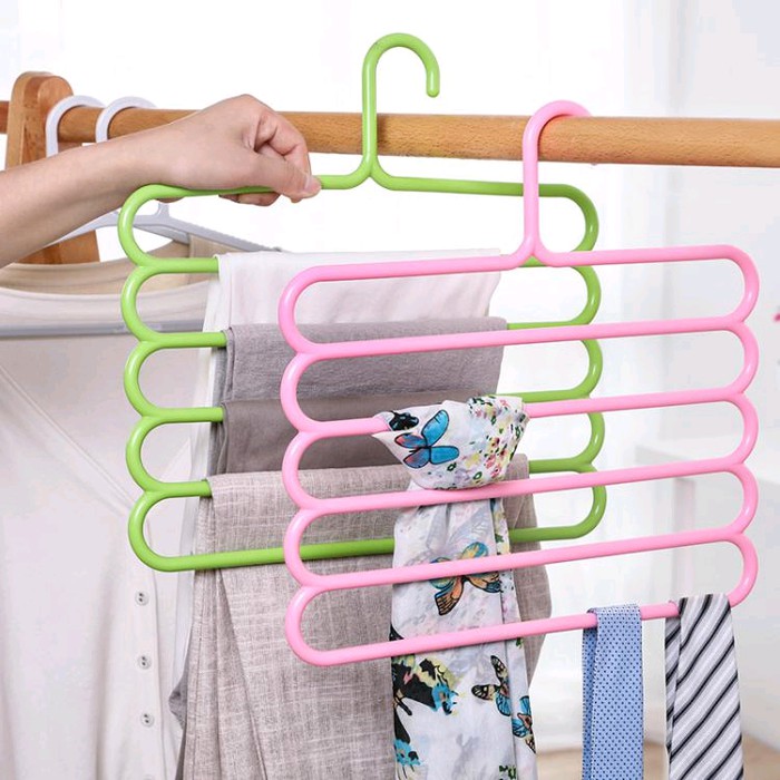 Hanger 5 susun gantungan pakaian multifungsi hanger baju 5 layer
