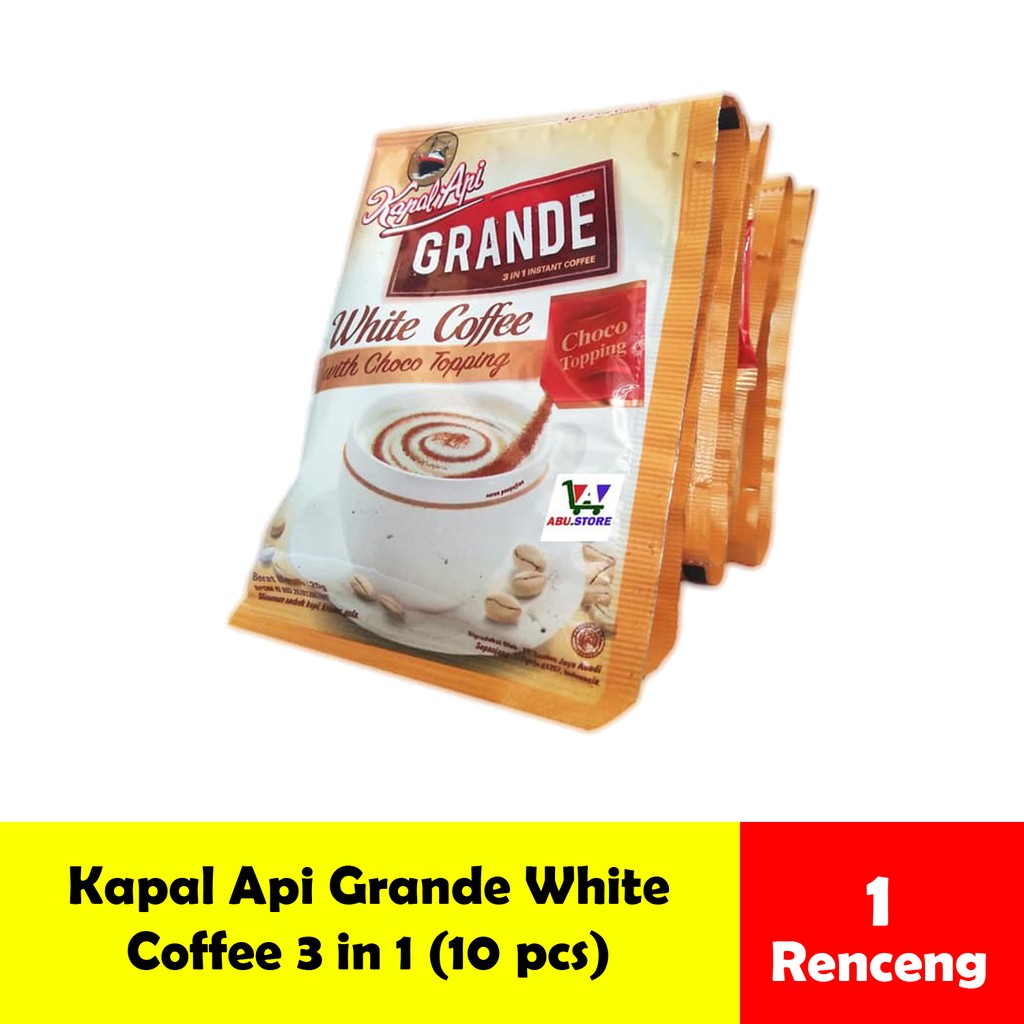 Kopi Kapal Api Grande White Coffee 3 in 1 (Free Choco Topping) Renceng