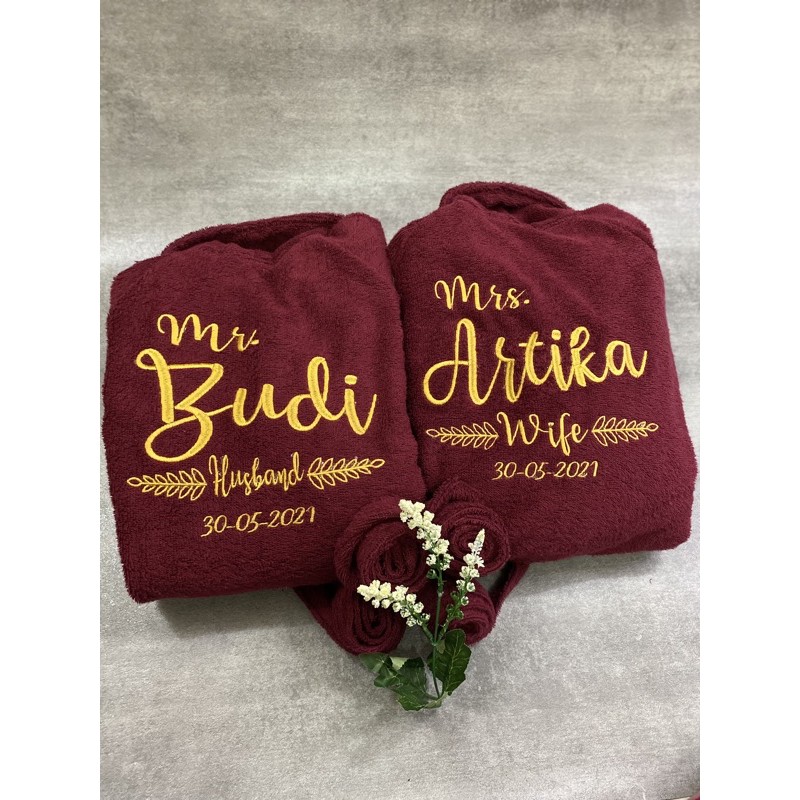Jual Kimono Handuk / Bathrobe (Couple) + bordir belakang Shopee Indonesia