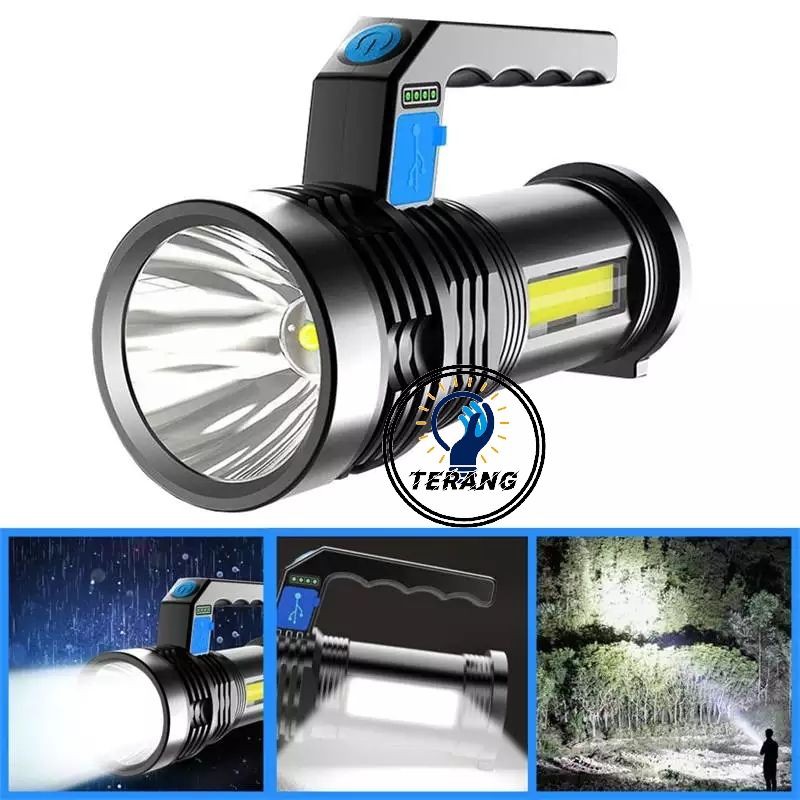 Senter LED Super Terang Rechargeable +cob Senter Led Jarak