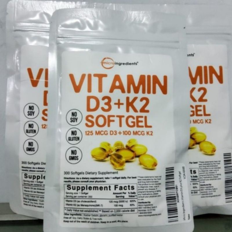 Jual vitamin d3 k2 Micro Ingredients Vitamin D3 5000IU + K2 100MCG