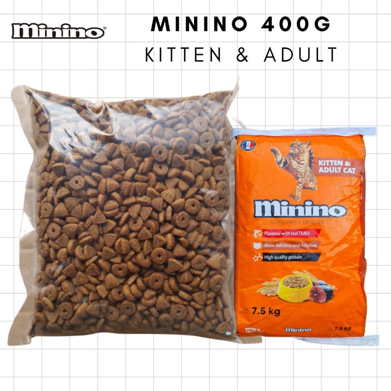 Jual MININO Cat Food 400g Plastik Bening Makanan Kucing Semua Usia