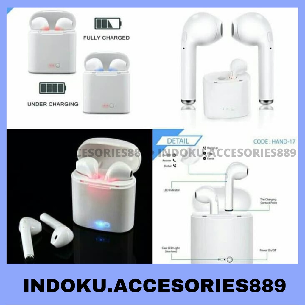 Jual i7s EARPHONE HEADSET BLUETOOTH I7S TWS ORI 99 PAIR 1 1 Putih