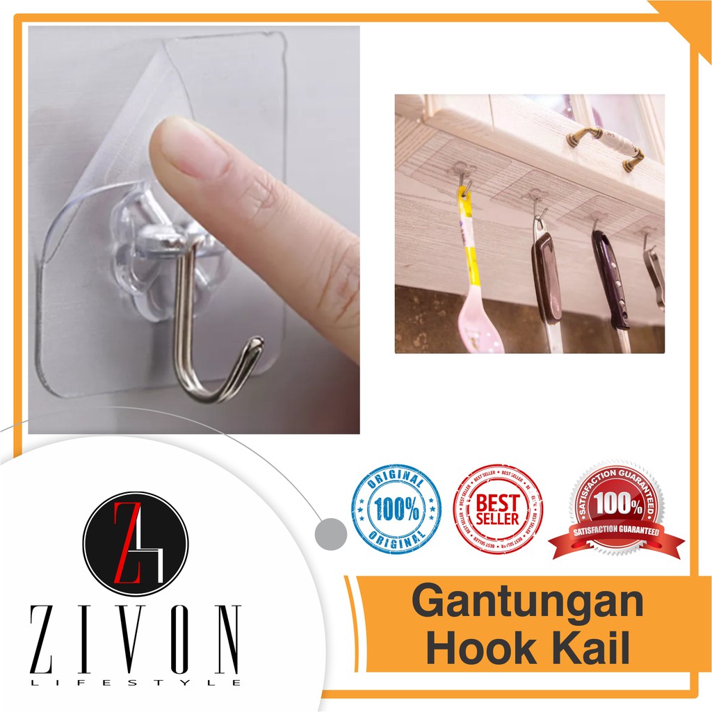 Gantungan Hook Kail Barang Baju Serbaguna Hanger Tempel Dinding ZH26