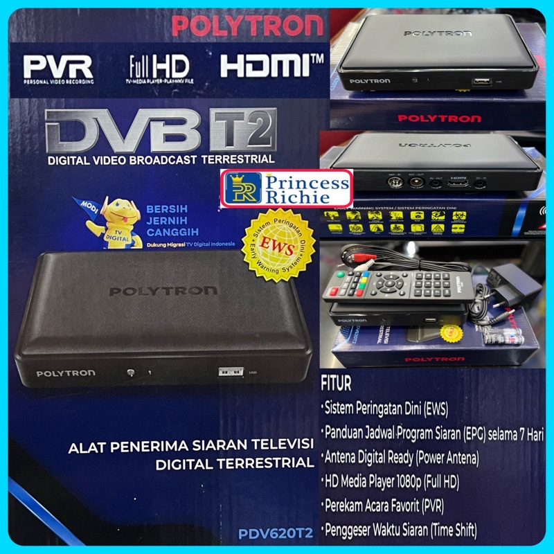 Jual POLYTRON Set Top Box PDV620 T2 DVB T2 TV Receiver STB Siaran