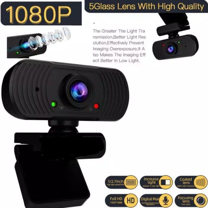 Jual WEB CAM WEBCAM FULL HD 1080P UNTUK WEBINAR WIDE ANGLE KOMPUTER