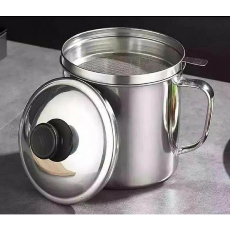 Jual [ACQ] Oil Pot Wadah Saringan Minyak Stainless Steel 1.3L Indonesia