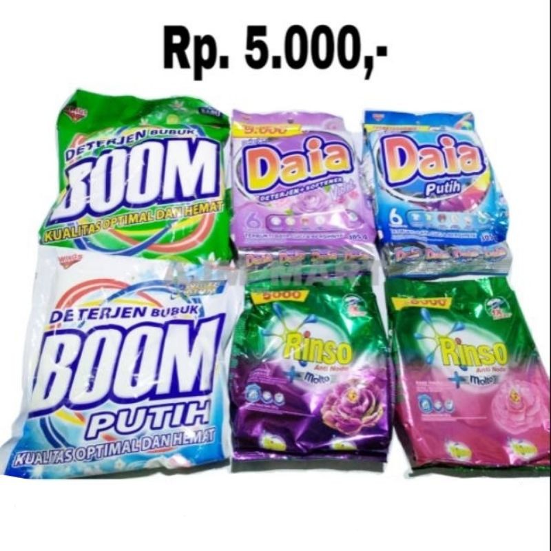 Deterjen Bubuk BOOM/RINSO/DAIA Rp 5000 Shopee Indonesia