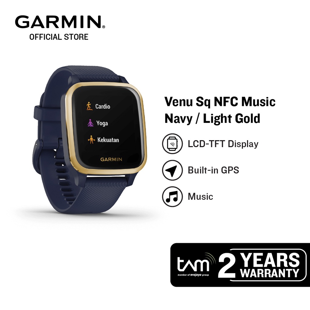 Jual Garmin Venu Sq Music - Navy/Light Gold | Shopee Indonesia