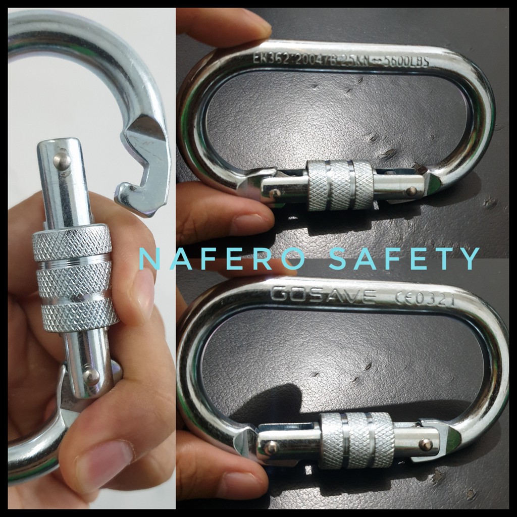 Jual Carabiner Pro Oval Screw Baja Galvanis EN362 25KN Safety Harness