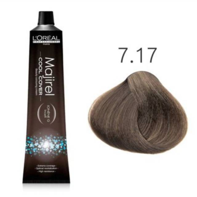 Jual 50 Ml L'oreal Majirel Cool Cover No 7.17 Ash Metallic Blonde / Cat Rambut L'oreal / Majirel L'oreal | Shopee Indonesia
