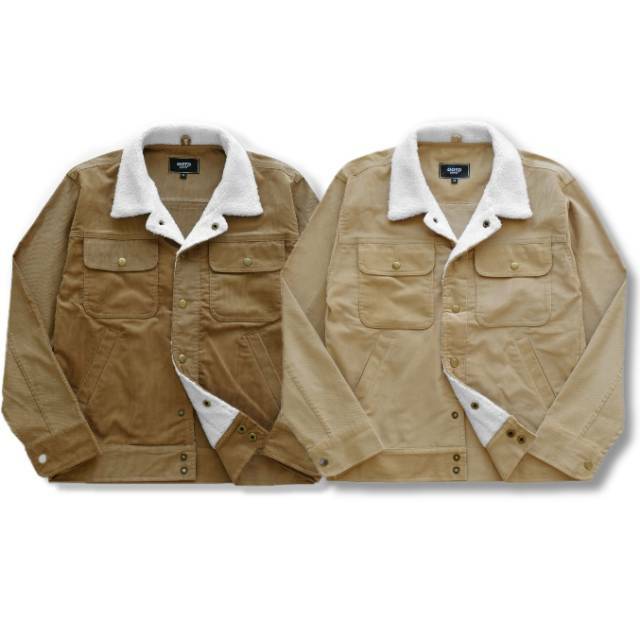 OOTD Corduroy Sherpa Jaket Brown, Khaki, Jaket