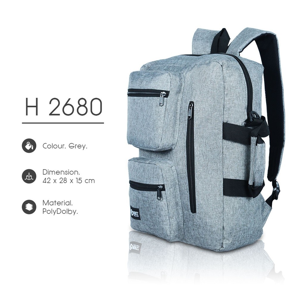 Tas Ransel Pria H 2680 Tas Punggung Backpack Tas Multifungsi model terbaru Tas Samping Tas Kerja