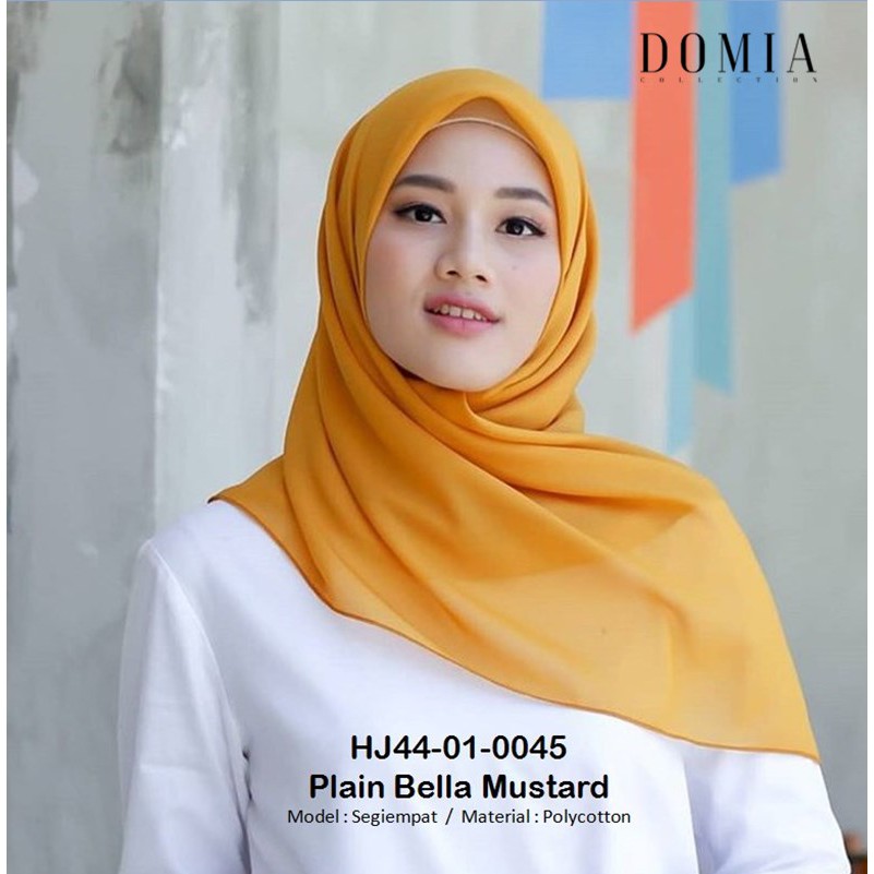 Hijab Segiempat Polycotton Plain Bella MUSTARD HJ44010045 Kerudung