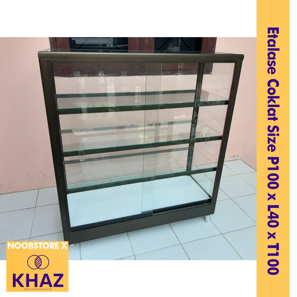 Jual Etalase Kaca Panjang 1 Meter Lis / Frame Coklat P100 X L40 X T100 Cm / Etalase Kaca Warung | Shopee Indonesia