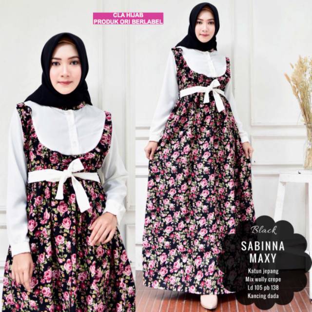 30+ Trend Terbaru Gamis Bunga Kombinasi Polos Terbaru Nikies Diary