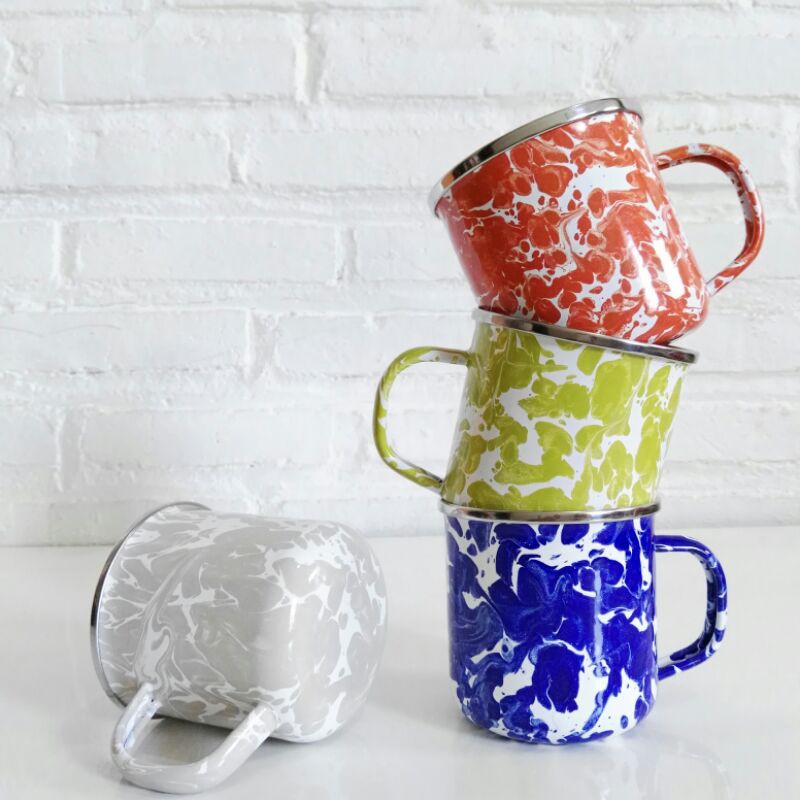 Gelas Mug Enamel Jadul 9cm motif blurik blirik Shopee Indonesia