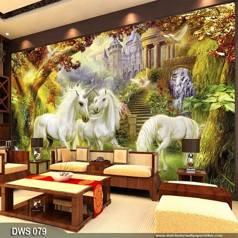 WALLPAPER 3D WALLPAPER CUSTOM WALLPAPER DINDING KUDA PUTIH