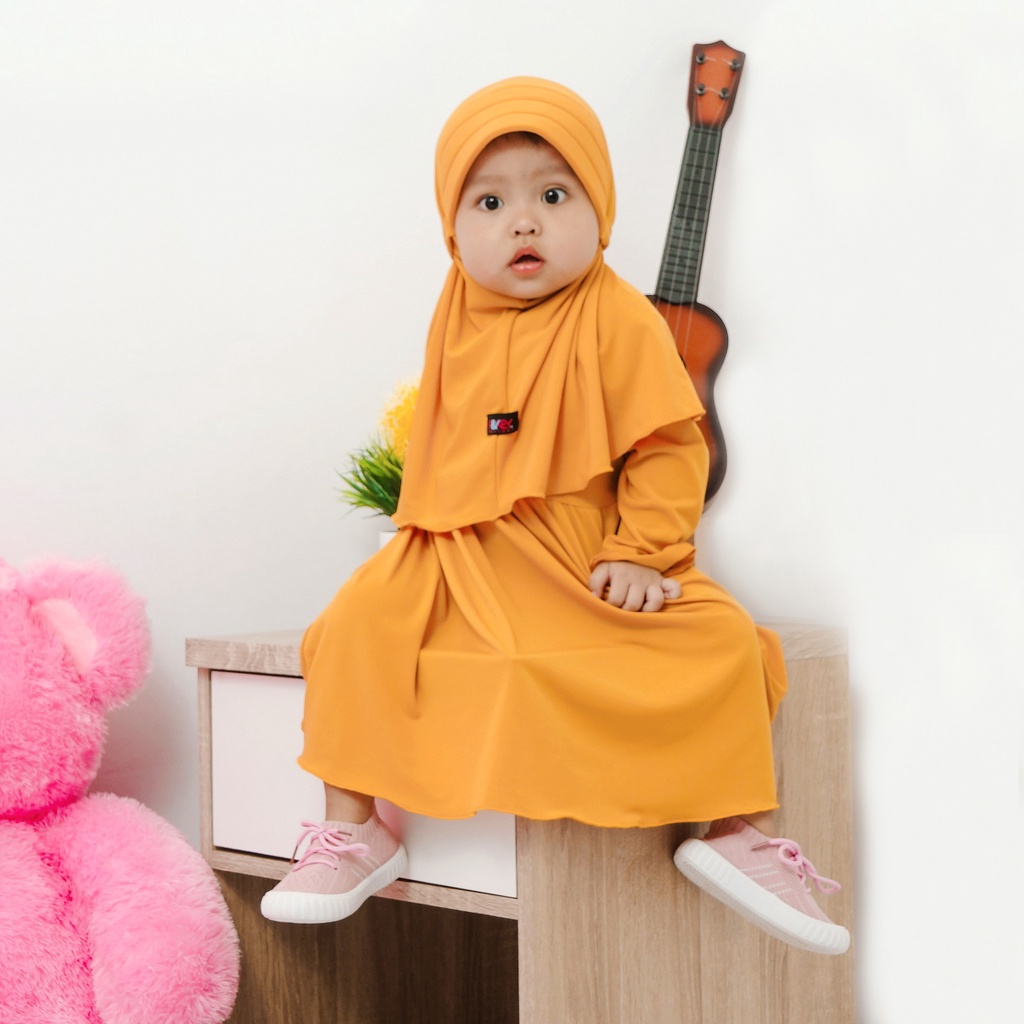 Jual Gamis Anak Newborn Babydoll Set Hijab Untuk Usia Anak 3 sd 12