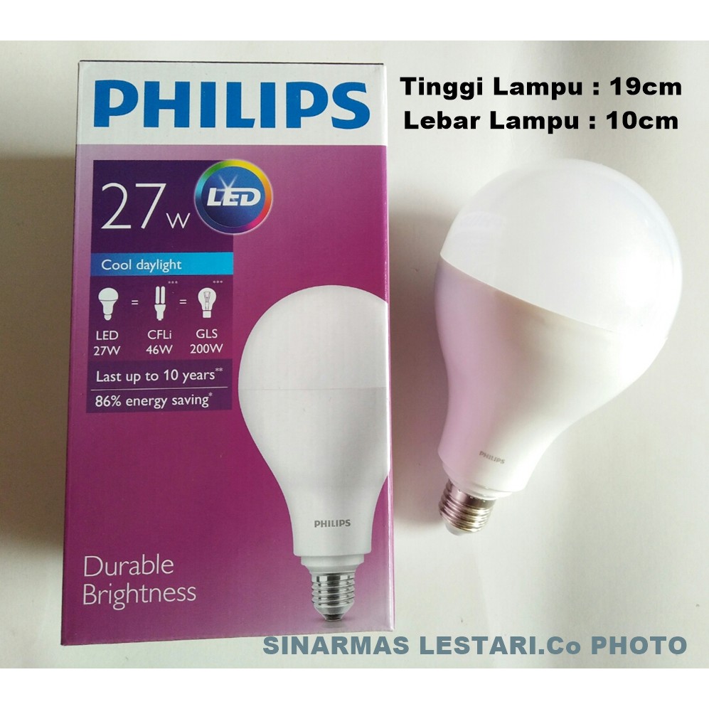Jual Philips Led Bulb E27 27 Watt Cool Daylight 3000 Lumen 6500K Putih | Shopee Indonesia