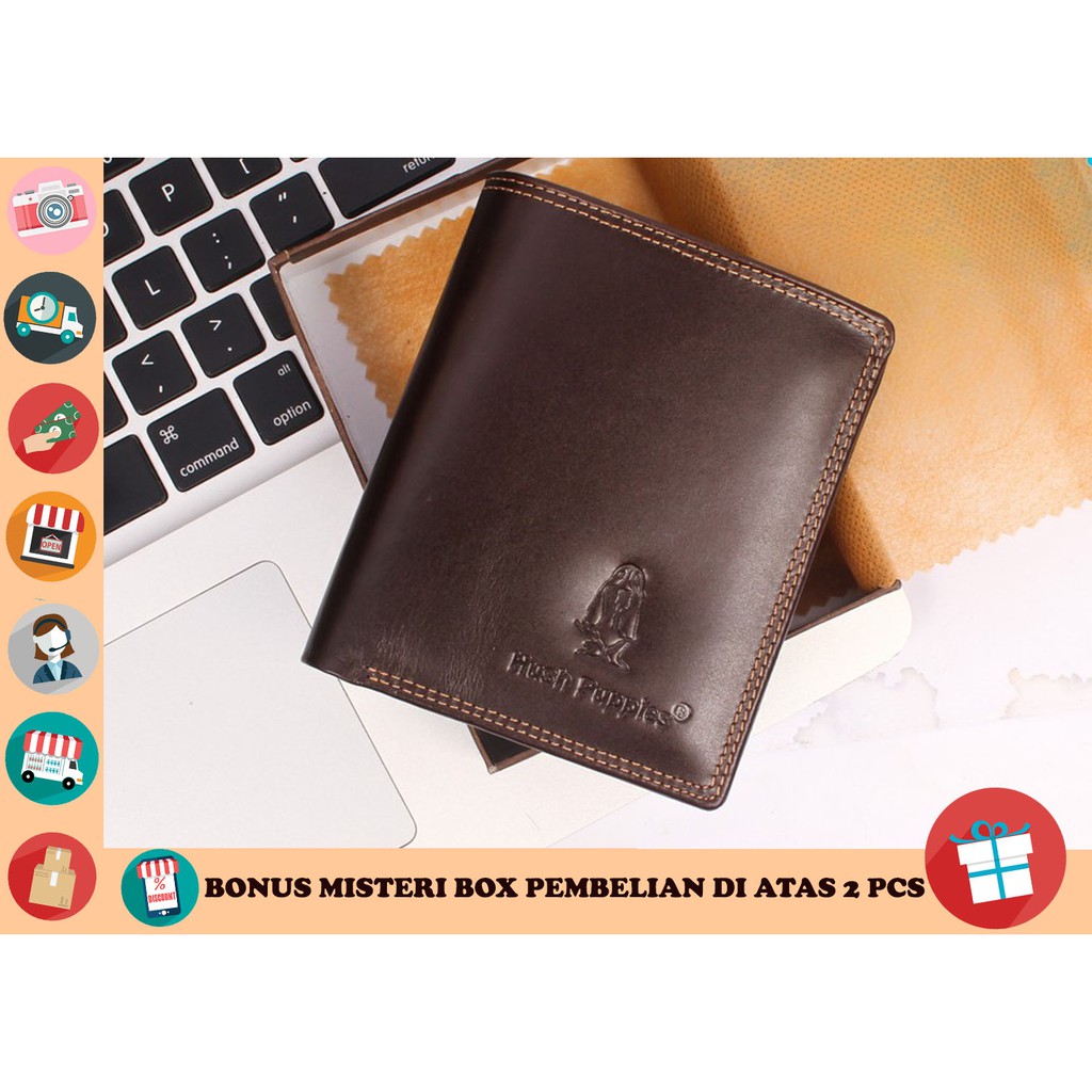 DOMPET HUSH PUPPIES PENDEK KULIT ASLI 100 KUALITAS SUPER DARK BROWN/COKELAT TUA GELAP Shopee