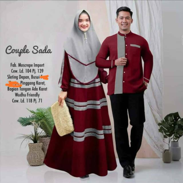 Couple gamis&baju koko lengan panjang sada matt moscrepe cewek gamis LD
