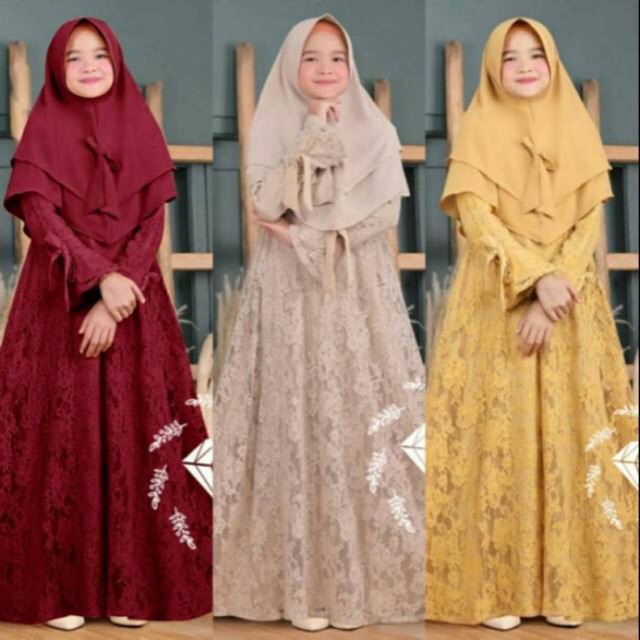 Gamis anak Dirra kids syari burkat full Shopee Indonesia