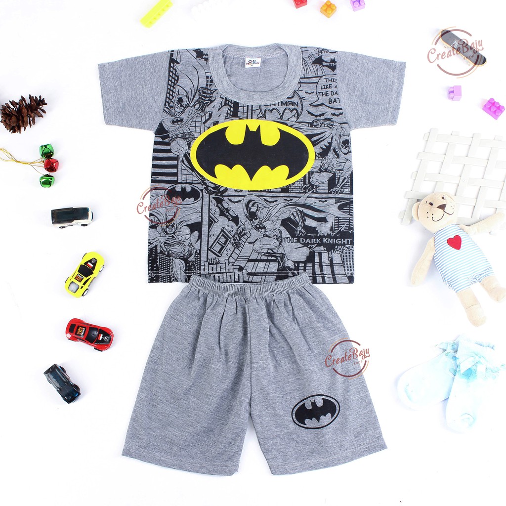 SETELAN ANAK LAKILAKI SUPERHERO 15 thn Lengan Pendek Kaos Anak Murah
