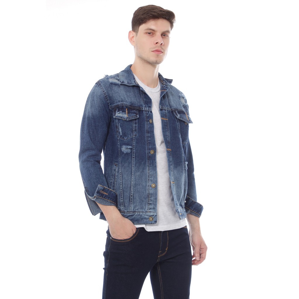 JAKET JEANS DENIM PRIA SOBEK OMBRE WASHING SP REGULAR REAL PICT Shopee Indonesia