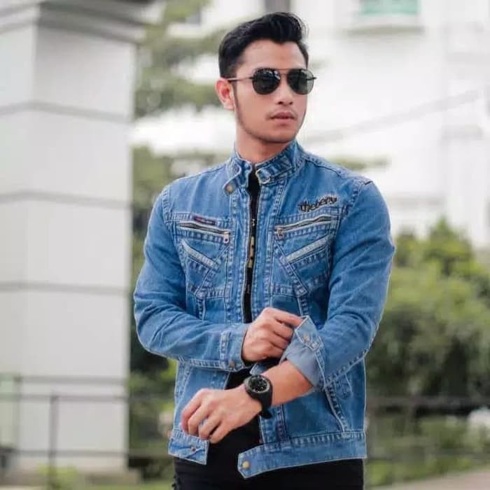 NYAMAN HALUS LEMBUT ADEM BUAT COWOk Jaket Jeans Cowok PRIA Biru Indigo