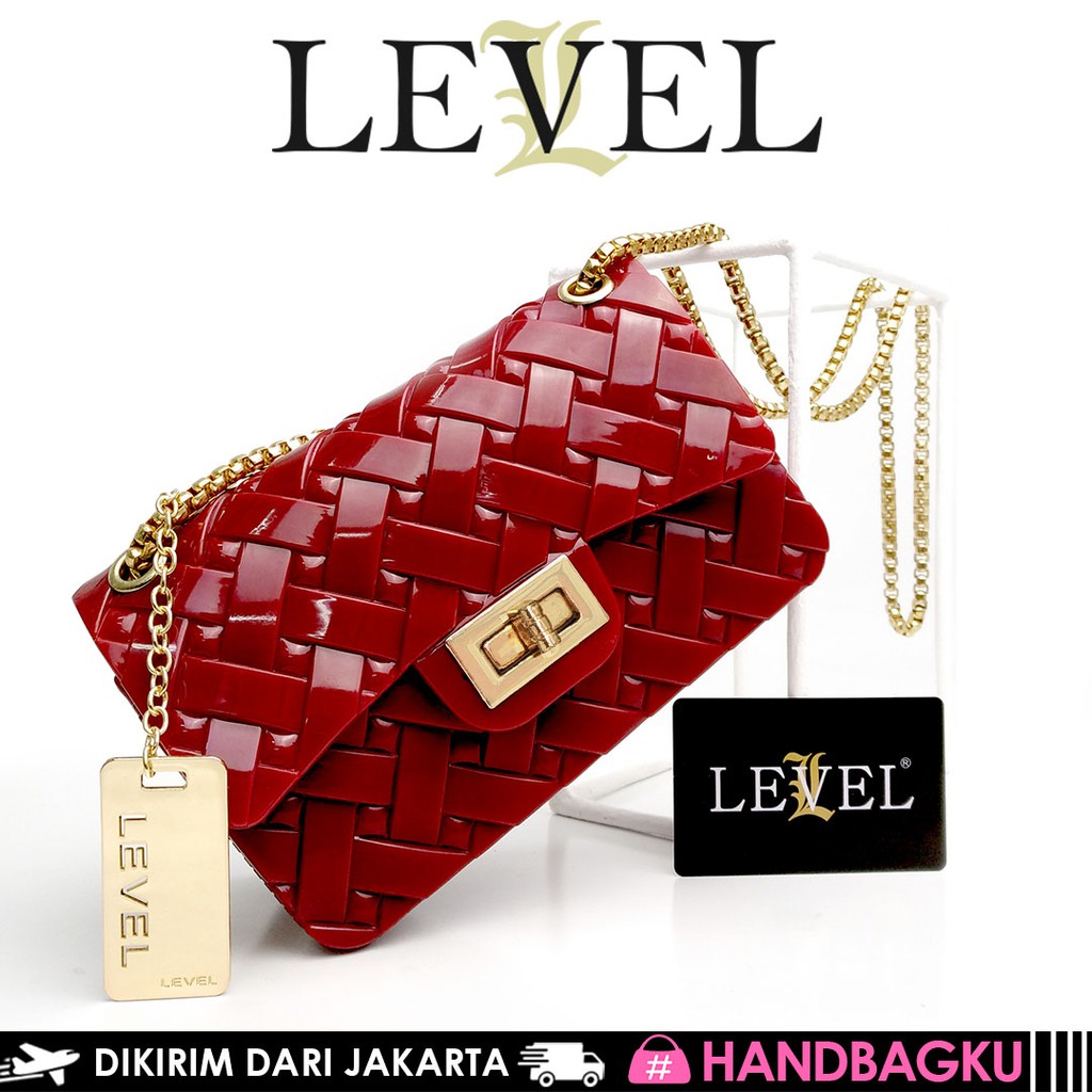 HANDBAGKU TAS LEVEL JELLY GLOSSY MINI ANYAMAN IMPORT FASHION WANITA BATAM SELEMPANG GROSIR MURAH