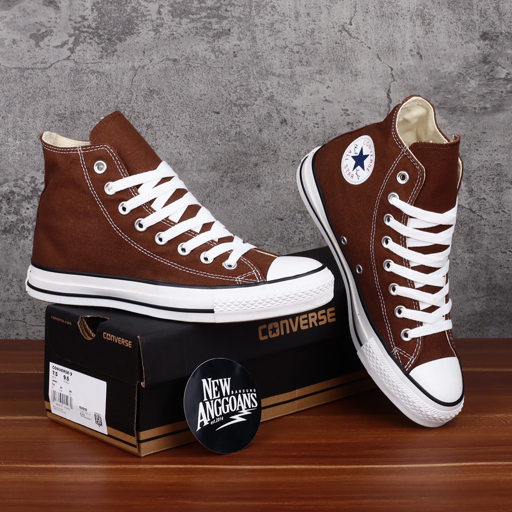 Jual Sepatu Converse Chuck Taylor All Star Classic Brown White Coklat Putih High | Shopee Indonesia