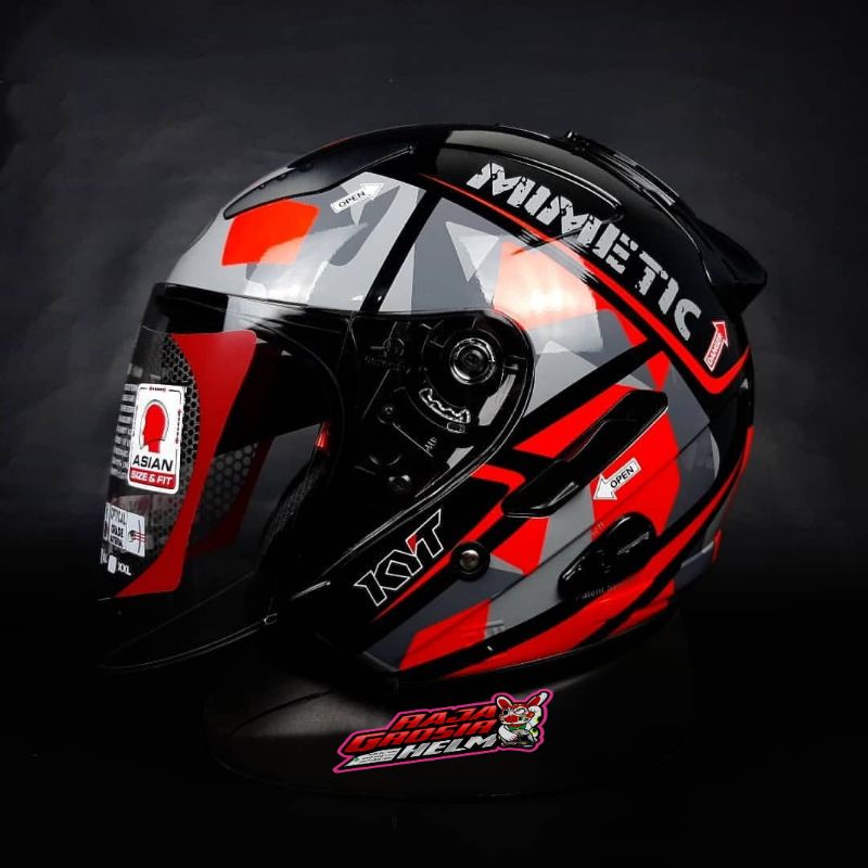 Jual HELM KYT GALAXY FLAT R MOTIF 4 BLACK RED FLUO ORIGINAL HELM KYT