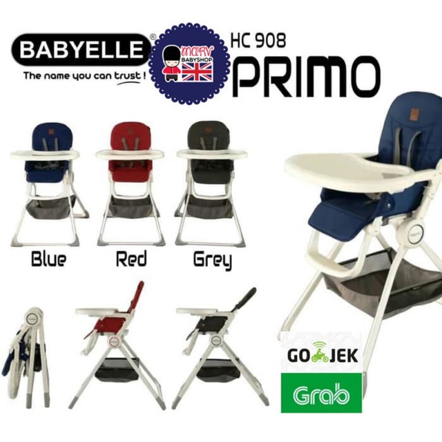 High chair baby elle primo kursi makan bayi tinggi hc 908 biru merah