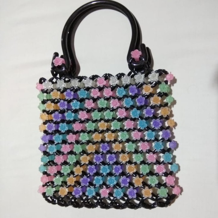 tas pesta manikmanik bunga hitam warnawarni handmade Shopee Indonesia