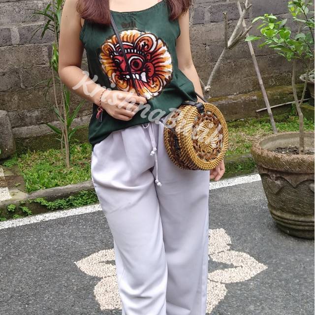 Tas Selempang Rotan Ata Ulat Gendis Khas Bali Murah Kenikian Diameter 20cm Shopee Indonesia