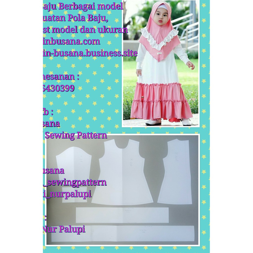Pola Gamis Anak 02 model Aline susun kerut - Pola Baju - Pola Instan - Pola  Produksi Gamis anak | Shopee Indonesia