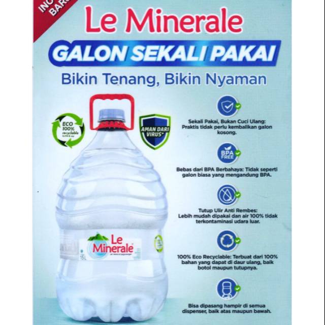 LE MINERALE Air mineral GALON SEKALI PAKAI 15 L Shopee Indonesia