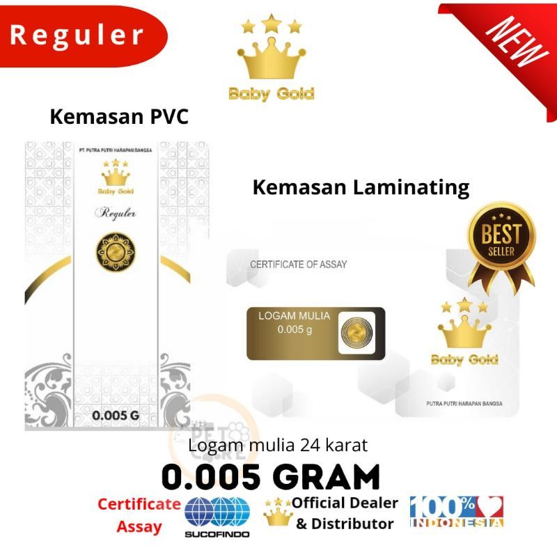 Jual BABY GOLD Emas Mini 0.005 Gram Logam Mulia 24 Karat Original Termurah. Souvenir Gift Hadiah