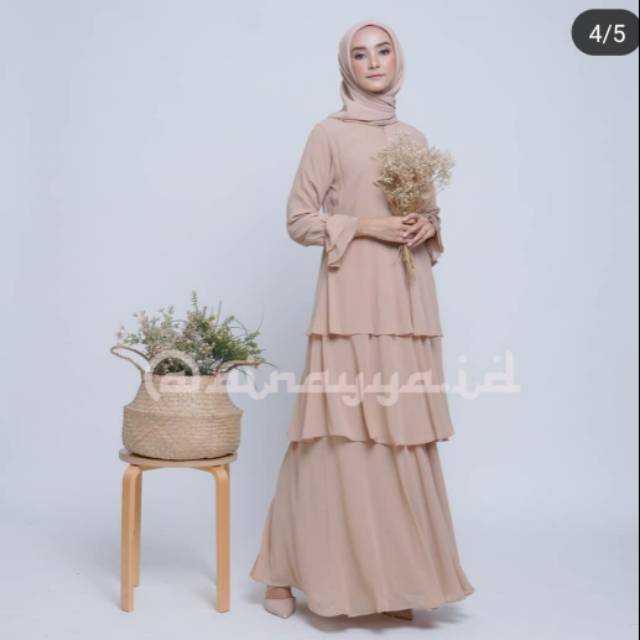 Jual Seruni Dress Ainayya Id Gamis Ceruti Panjang Nude Coklat Susu | Shopee Indonesia