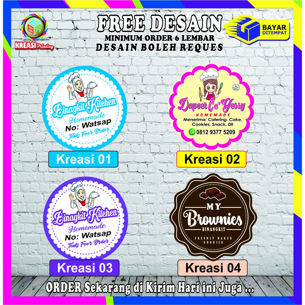 Cetak stiker label produk kemasan makanan minuman stiker kue snack